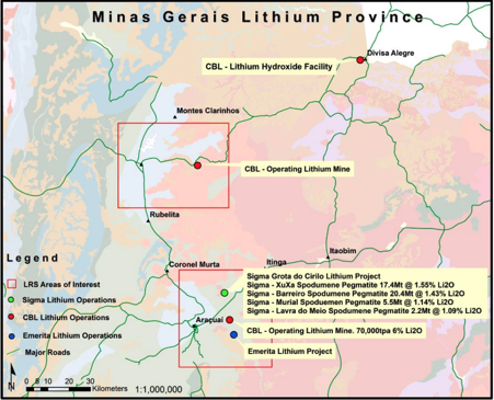 Minas Gerais Lithum Province Map