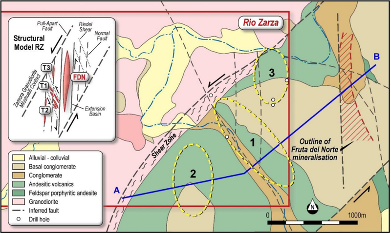 Rio Zarza and Fruta del Norte Surface Geology Map