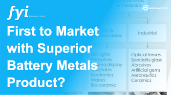 FYI to be first to market with a superior battery metals product?