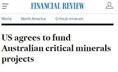 US agrees to fund Australian critical minerals projects